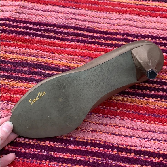 Easy Street Brown Satin Heels, Retro Style Rhinestone, Peep Toe Pumps, Prom - Picture 7 of 8